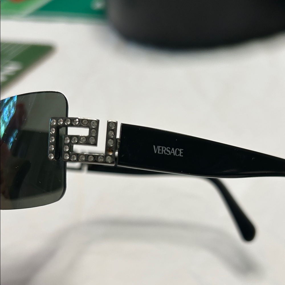 Versace Black Sunglasses with Silver Accents - Picture 2 of 7